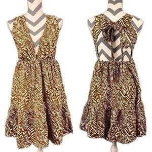 House of Harlow Linen Brown Palm Mini Dress - Size S